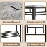 IRONCK Dining Table Set for 4, Kitchen Table with Upholstered Bench and 2 Chairs