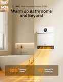 DREO Smart Wall Heater for Bathroom, IP24 Electric Space Heater with ALCI Plug for Indoor Use, 30° Oscillation, Adjustable Thermostat, Remote Control, Works with Alexa, 24H Timer, Easy-mounted Heater