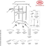 AxcessAbles Computer Cart on Wheels 400LB Capacity, Metal AV Equipment Utility Workstation