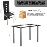 Karl home 5-Piece Dining Table Set with 1 Glass Dining Table and 4 PVC Chairs,