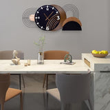 39.3X17.7 inch Extra Large Wall Clock, Modern Luxury Wood and Metal Decorative Clocks for Living Room, Silent Non-Ticking Big Hanging Clock, Battery Operated Wall Decor Gift Idea