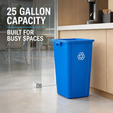 Getzi 5 Pack Brown 25 Gallon Square Commercial Trash Can, Heavy Duty