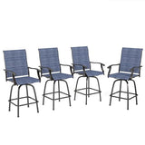 Sophia & William Patio Swivel Bar Stools Set of 4, Bar Height Patio Chairs, High Top Patio Chairs, Supports 300 lbs (Blue Fabric)