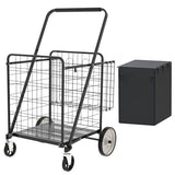 330 lbs Capacity Foldable Grocery Cart with Waterproof Liner & 360° Swivel Front Wheels