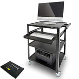 AxcessAbles Computer Cart on Wheels 400LB Capacity, Metal AV Equipment Utility Workstation