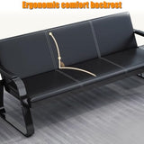 Waiting Room Bench with Arms, PU Leather Waiting Room Chairs, Office Guest Reception Chairs