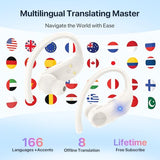 AI Translation Earbuds Real-Time: 166 Languages Audifonos Traductores Inglés Español, 60 Hours Battery - Seamless Translator Headphones, Off-White