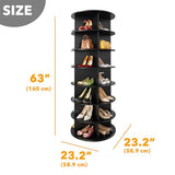 SpaceAid 7 Tier Rotating Shoe Rack Tower, Spinning Shoe Display Lazy Susan, Revolving 360 Shoe Rack Storage Round Carousel, Vertical Handbag Rotate Shoes Closet Organization (7-Tier Black)