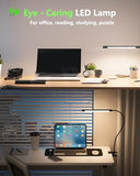 JHD LED Desk Lamp with Clamp - Adjustable 3 Color Modes 10 Brightness Level Table Lamp, USB Eye Caring Flexible Gooseneck Desk Light, Black