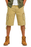 Heyfanee Mens Cargo Jean Shorts Relaxed Fit Bermuda Jorts Men Knee Length Baggy Denim Shorts for Men Khaki 34