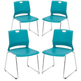 Office Guest Chairs Set of 4, Sled Base Office Stack Chair, Modern Plastic Chairs for Conference