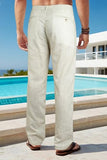 GINGTTO Mens Linen Pants Slim Fit Tapered Lightweight Summer Casual Pants for Men Khaki 30