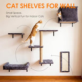Teynouk 5in1 Cat Wall Shelves Climbing Systems, Large Cat Furniture Shelf Set Wall Hanging Mounted, Sisal Scratching Perch Bed 2 Steps Tower Tree for Indoor House Corner Ladder