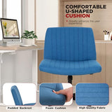 PayLessHere | Criss Cross Chair | Dark Blue | Wide, Armless Desk Chair Without Wheels | 360 Swivel, Height Adjustable & Stable Metal Base