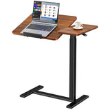 Small Standing Desk Rolling Table Adjustable Height, Laptop Mobile Stand with Wheels, Brown