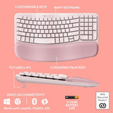 Logitech Wave Keys Wireless Ergonomic Keyboard with Cushioned Palm Rest, Comfortable Natural Typing