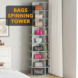 SpaceAid 9 Tier Rotating Shoe Rack Tower, Spinning Shoe Display Lazy Susan, Revolving 360 Shoe Rack Storage Round Carousel, Vertical Handbag Rotate Shoes Closet Organization (9-Tier Gray)