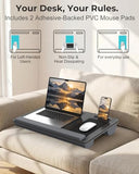 Potuopy Lap Desk - Up to 17” Laptop with Wrist Rest, Portable Handle, 2 Self-Adhesive PVC Mouse Pads