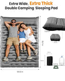 LLUAII Double Sleeping Pad for Camping, 5.9 Inch Thick Self Inflating Sleeping Mat for Camping with Built in Pillow and Foot Pump, 2 Person Camping Mattress for Backpacking Hiking