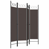 Zexlorith 4-Panel Room Divider, Foldable Fabric Screen, Brown Partition