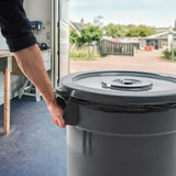 PRO&Family 4 Pack 55 Gallon Gray Round Commercial Trash Can with Lid