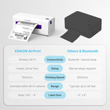 KNAON AirPrint Thermal Label Printerr + 500 PCS Thermal Shipping Label, Wireless Wi-Fi Shipping Label Printer for Small Business, Support iPhone,Android,Windows,Mac,Chromebook,Works with USPS