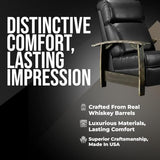 Trend Manor Whiskey Barrel Recliner Chair | Handcrafted from Authentic Whiskey Barrels | Italian Leather | Made in USA | Black Finish | Comfortable Recliner
