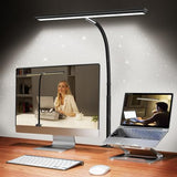 Airlonv LED Desk Lamp for Office Home, Eye-Caring Desk Light with Stepless Dimming Adjustable Flexible Gooseneck, 10W USB Adapter (Black)