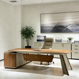 LSIGHTUS Minimalist Style L Shaped Executive Office Desk with Cabinet