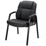 PU Leather Big and Tall No Wheels Executive Office Chair with Padded Arms for Reception Conference Room Lobby