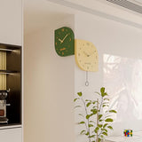 Green Yellow Silent Non-Ticking Corner Wall Clock, 12 Inch Mid Century Modern Double Sided Decorative Metal Battery Operated Unique Wall Decor for Living Room Bedroom House Warming Gifts New Home