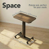 Small Rolling Laptop Standing Desk, Height Adjustable Mobile T-Base Desk with Lockable Casters