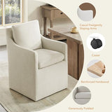 KISLOT Upholstered Dining Chairs with Casters, No Assembly Modern Accent Armchair with Rollers for Dining Room, Bedroom, Living Room, Reading Room, Already Assembled, Beige, 4 Box