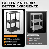 Auto Dynasty Height Adjustable AV Presentation Cart with Power Strip, Rolling Storage AV Carts for Video Projector