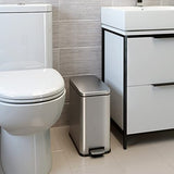 3 Gallon Small Wastebasket for Bathroom with Lid, Deodorizer, Soft-Step Stainless Steel Slim Garbage Bin