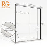 Sliding Shower Door,Royal Guard 50-54" W x 70" H Semi-Frameless Double Sliding Glass Shower Door with 1/4'' (6mm) Clear SGCC Tempered Glass,Bypass Shower Door,Chrome Finish
