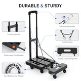 500 LB Heavy Duty Luggage Cart, Utility Dolly Platform Cart with 6 Wheels & 2 Elastic Ropes for Luggage