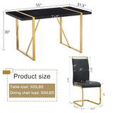 CTPNMCIN Modern Dining Table Set for 6, 55" Black Dining Table Set with 6 Faux Leather Chairs