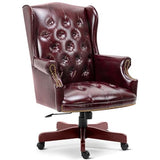 Big and Tall Executive Office Chair, Ergonomic 360° Swivel Recliner Chair, Retro Burgundy Faux Leather Home Office Desk Chairs