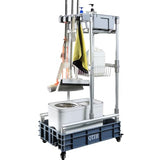 Rolling Cleaning Cart with Mop & Broom Organizer ， Convenient Storage Cart for Janitorial Supplies, Tools, and Cleaning Equipment