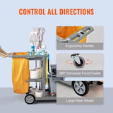 Rolling Service Cart Ideal for Hotels & Housekeeping Efficient Multi-Purpose Cleaning Solution in Blue
