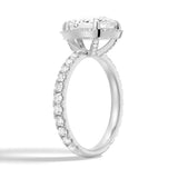 MSBLUE® 2ct Size 5 Pear Cut Moissanite Halo Engagement Ring, Rhodium Plated