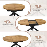 7-Piece Extendable Round Dining Table with Chairs Set for 6, 43"-59" Kitchen Dining Table
