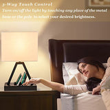 Briever Touch Control Table Lamp, 3-Way Dimmable Desk Lamp with USB C & USB A and AC Outlet