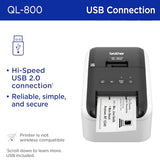 Brother QL-800 High-Speed Professional Printer, Plug & Label Feature, Genuine DK Pre-Sized