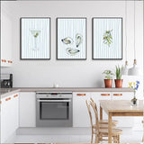 3Pcs Oyster Shell Wall Art Prints Funky Martini Lemon Bar Cart Wall Decor Pictures Blue White Striped Preppy Coastal Granddaughter Aesthetic Posters Beach House Apartments Decoration Unframed 12x16in