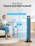 DREO 40'' WiFi Tower Fan, 26ft/s High-Speed Cooling, Quiet Floor Fan with Remote, 90° Oscillating Fan, 4 Modes, 12H Timer, Touch Control, Standing Cooling Fan for Bedroom, Home, Office Room, Gold