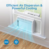 Smart 6000 BTU Window Air Conditioner with WiFi, Window AC Unit with Remote & App Control, Timer Function & Easy Install Kit, for Rooms Up to 350 Square Feet, 115V/60Hz, White