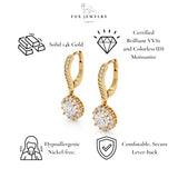 14k Gold GRA Moissanite & IGI Lab Grown Diamond Earrings