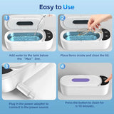 Ultrasonic Jewelry Cleaner, 48KHz Ultrasonic Cleaner Machine with Digital Timer, Dual Cleaning Modes, 304 Stainless Steel Tank for Jewelry, Eyeglasses, Rings, Retainers, Dentures